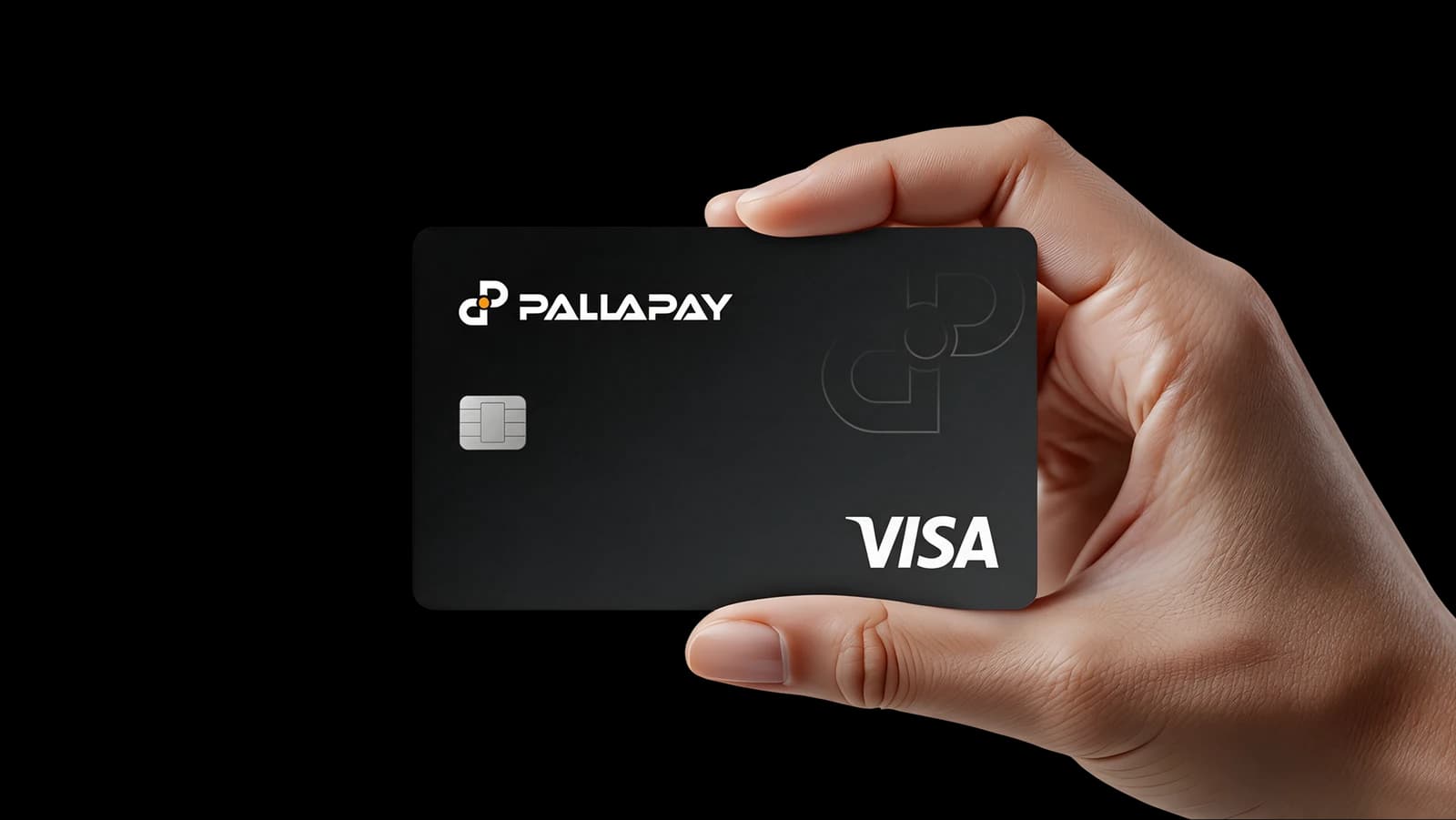 Hand holding a Pallapay Visa crypto card